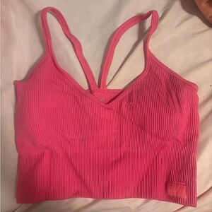 Women's Pink Ribbed Crop Top